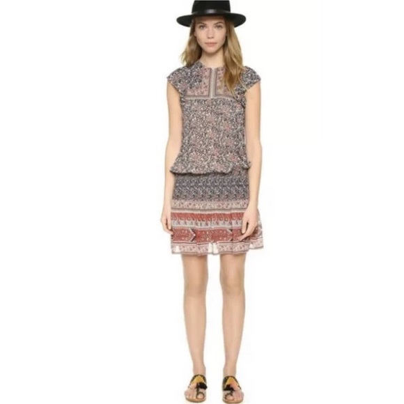 Ulla Johnson Dress Simone Floral Print Silk Cap Sleeve Blouson Mini Women Size 8 - Picture 3 of 16